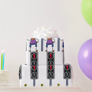 Papel De Presente Garoto Em Um Papel De Enrolação Em Pista