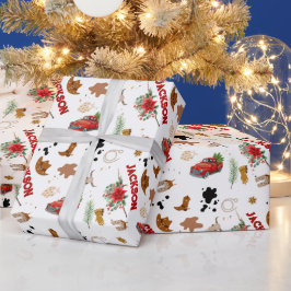 Papel De Presente Garoto Meu Primeiro Aniversário De Natal Do Rodeo