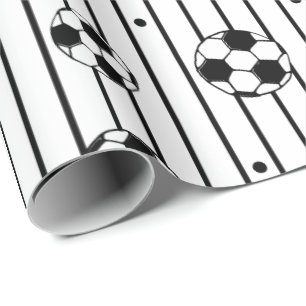Papel De Presente Garotos Black White Strips Futebol Fan