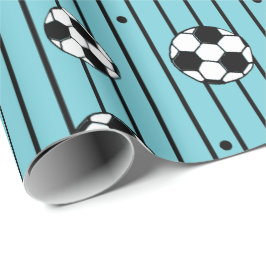 Papel De Presente Garotos Blue White Strikes Pegadas Futebol Ventila