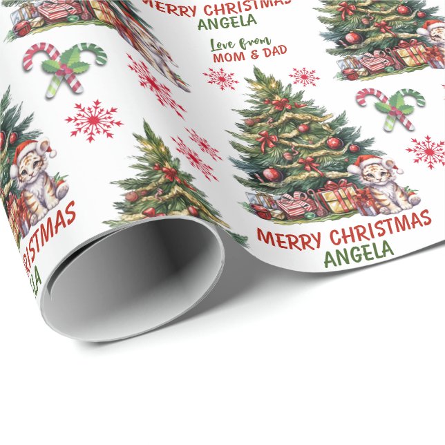 Papel De Presente Garotos de Árvore de Natal Cubo Cubo (Ponta do rolo)