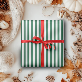 Papel De Presente Garrafa Clássica Vintage Verde e Listras Brancas