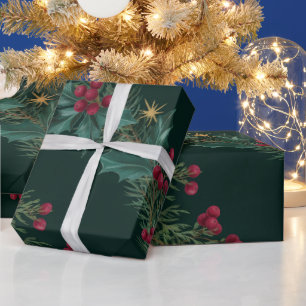 Papel De Presente Garrafa de Natal com Grinalda de Inverno em Cascat