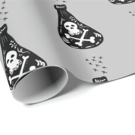 Papel De Presente Garrafa de veneno de esqueleto fofo de Halloween