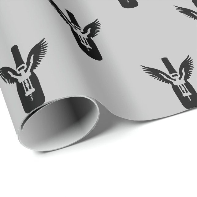 Papel De Presente Garrafa de vinho com Asas e Cortiça (Ponta do rolo)