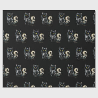 Papel De Presente Gata Preta de Olhos Dourados Luar de Veludo
