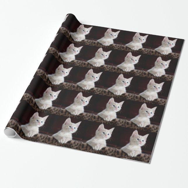 Papel De Presente Gatinho Branco Super Fofo (Desenrolado)