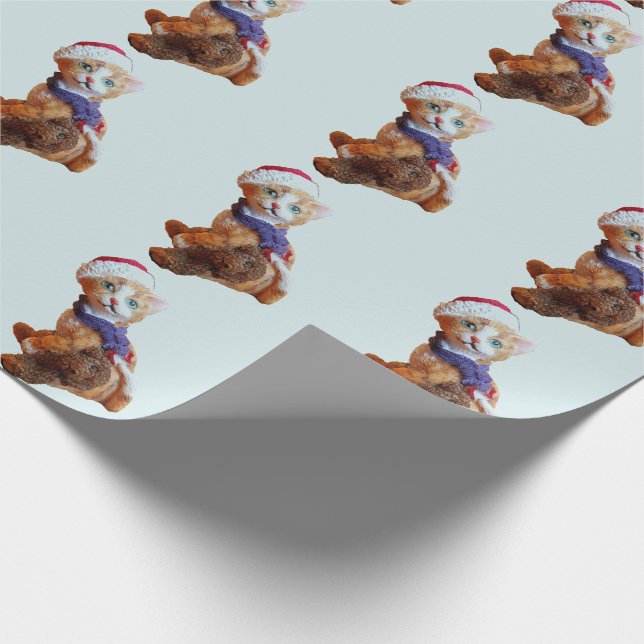 Papel De Presente Gatinho com Urso de Teddy e Natal (Ponta)