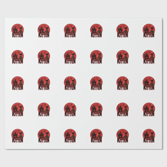 Papel De Presente Gatinho de Halloween Casa Assombrada Gato Gráfico_ (Aberto)