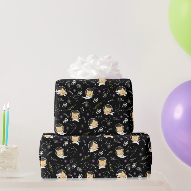 Papel De Presente Gatinho Espacial (Presentes para festas)