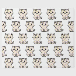 Papel De Presente Gatinho floral bonito