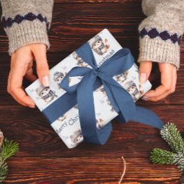 Papel De Presente Gatinhos bonitos Azul Fa La Merry Natal