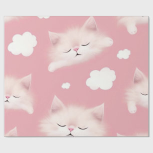 Papel De Presente Gatinhos Brancos Dormindo A Rosa
