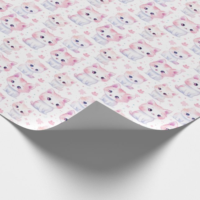 Papel De Presente Gatinhos Cor-de-Rosa Grafos (Ponta)