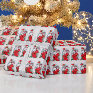 Papel De Presente Gatinhos de cartão de Natal vintage com meias verm
