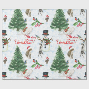 Papel De Presente Gatinhos de Natal e Bonecos de Neve