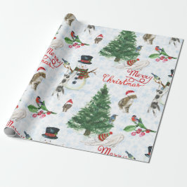 Papel De Presente Gatinhos de Natal e Bonecos de Neve