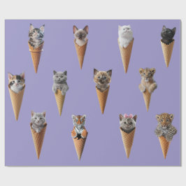 Papel De Presente Gatinhos em Cones