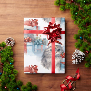 Papel De Presente Gatinhos espiando de presente