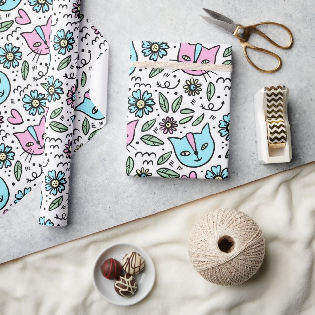 Papel De Presente Gatinhos felizes (Artesanato)