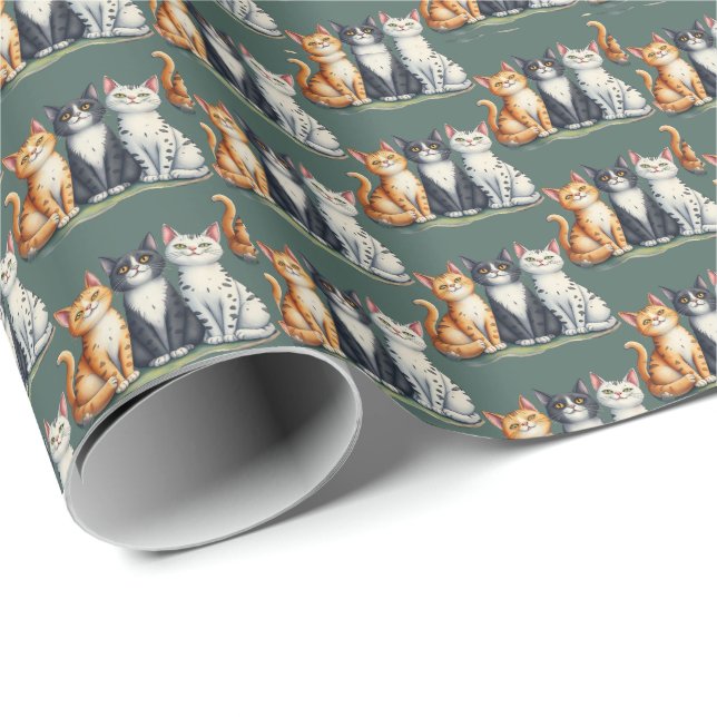 Papel De Presente Gatinhos Gatinhos Bonitos Parecendo Felizes (Ponta do rolo)