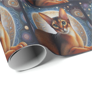 Papel De Presente Gato Abissino Artístico, Gatinho Abissino Moderno