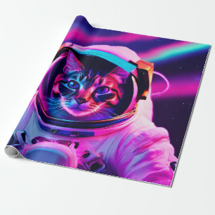 Papel De Presente gato astronauta