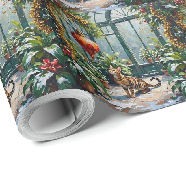 Papel De Presente Gato Bengal Natal Conservatório Jungle (Ponta do rolo)