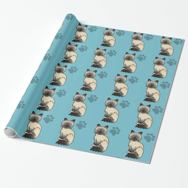 Papel De Presente Gato Birman / Ragdoll de Pontas Seladas (Desenrolado)