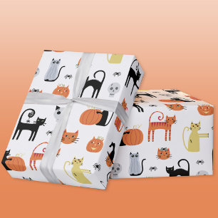 Papel De Presente Gato Bonito de Halloween Spooky