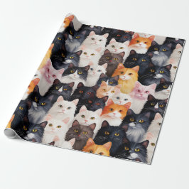 Papel De Presente Gato Bonito Face Sem Costura