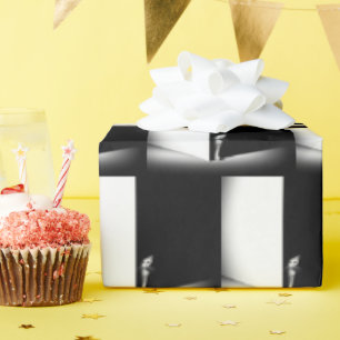 Papel De Presente Gato Branco Na Sombra Preta