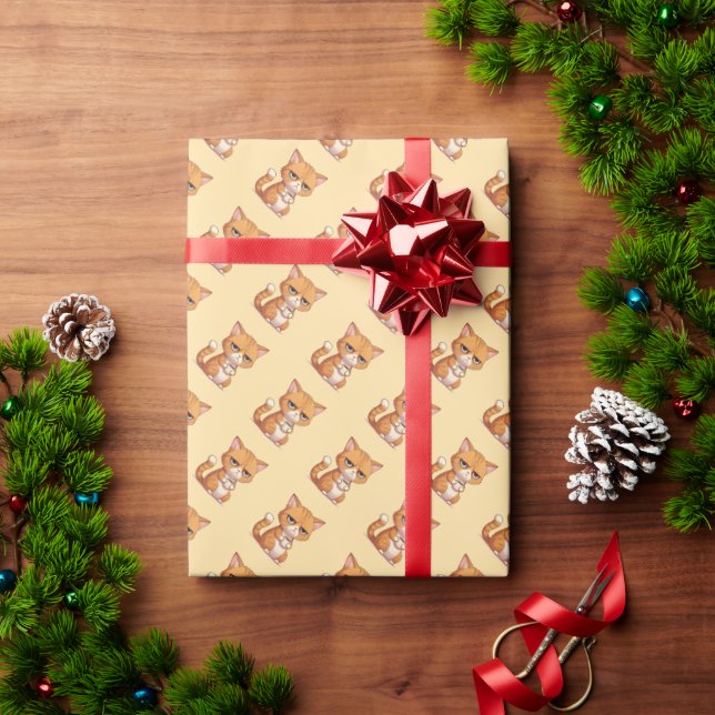 Papel De Presente Gato com café (Presente de Natal)
