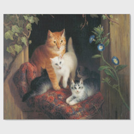 Papel De Presente Gato Com Gatinhos (Gatos Frescos)