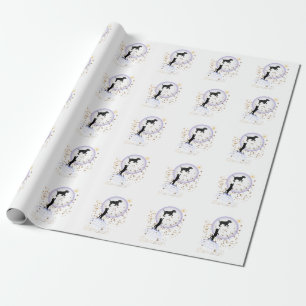 Papel De Presente Gato curioso e cão correndo