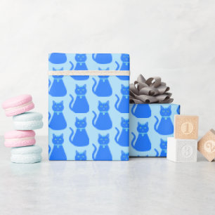 Papel De Presente Gato De Bebê Azul E Bonito, Patterado