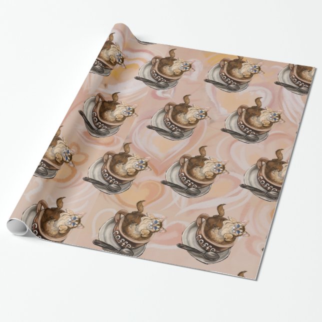 Papel De Presente Gato de café (Desenrolado)