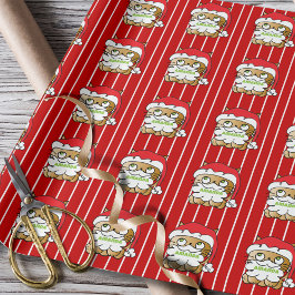 Papel De Presente Gato de Cartoon de Natal Engraçado, Personalizado