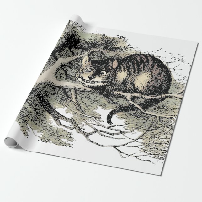 Papel De Presente Gato de Cheshire Alice Mundo das Maravilhas Clássi (Desenrolado)