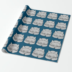 Papel De Presente Gato de Cinza Dormindo