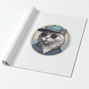 Papel De Presente Gato de desenho animado com óculos de sol