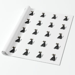 Papel De Presente Gato de Gordura Preto