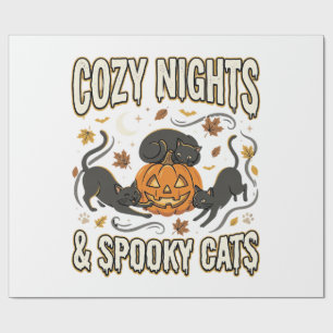 Papel De Presente Gato de Halloween Magia de Outono