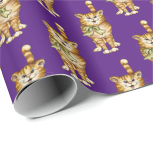 Papel De Presente gato de mesa roxo