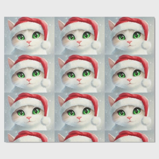Papel De Presente Gato de Natal  (Aberto)