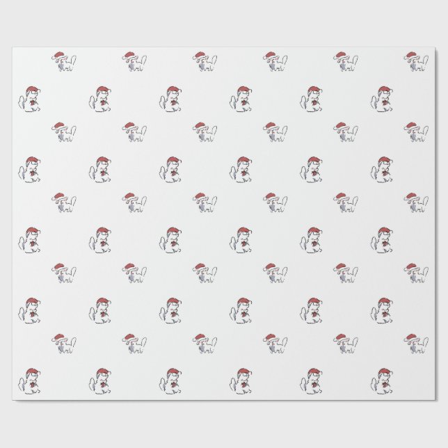 Papel De Presente Gato de Natal (Aberto)