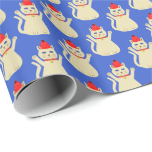 Papel De Presente Gato de Natal Bonito, Padrão