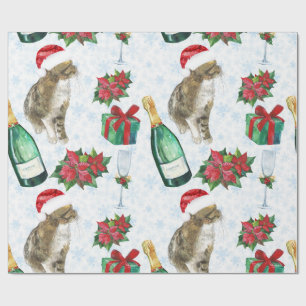 Papel De Presente Gato de Natal Celebração de Inverno