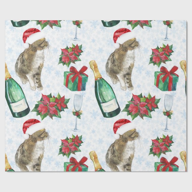 Papel De Presente Gato de Natal Celebração de Inverno (Aberto)