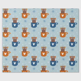 Papel De Presente Gato de Natal giro em floco de neve azul de Mug